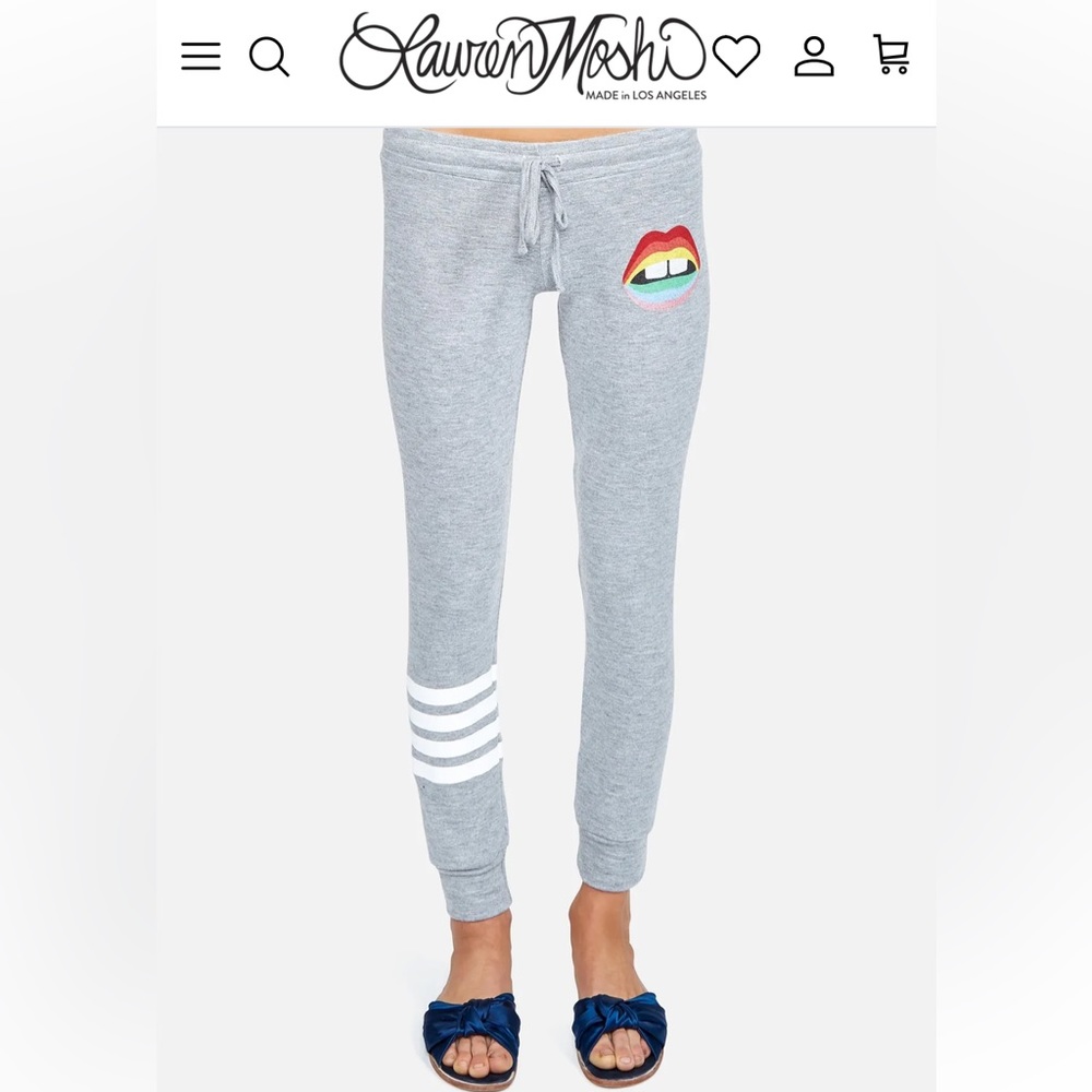 Lauren Moshi size small gray rainbow mouth sweatpants